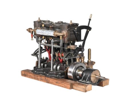 A RECENTLY CONSTRUCTED MODEL OF A 'COMMANDER' TWIN CYLINDER COMPOUND LAUNCH LIVE STEAM BOAT ENGINE BUILT BY A GERMAN MERCEDES