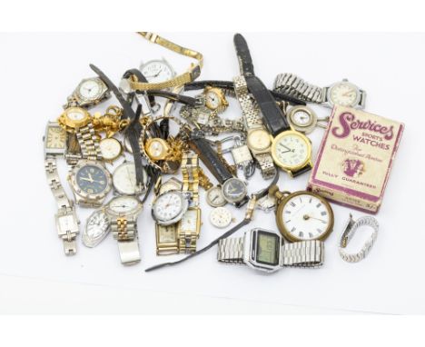 A collection of ladies and gents vintage dress watches including a Casio alarm Chronograph (working) together with a silver e