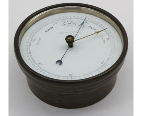 A 20th century brass cased Negretti &amp; Zambra circular barometer&nbsp;