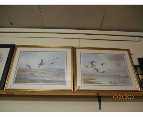 FRAMED J C HARRISON PRINT OF GROUSE AND ONE OF SANDPIPERS (2)