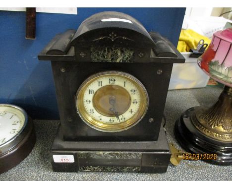 BLACK SLATE AND MARBLE MANTEL CLOCK