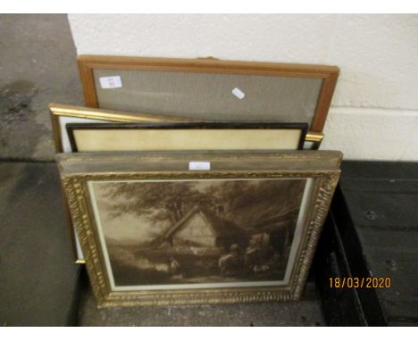 GEORGE MORLAND GILT FRAMED PRINT, WATERCOLOUR BY B RIPPER ETC
