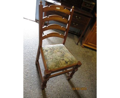 BEECHWOOD FRAMED LADDER BACK CHAIR WITH EMBROIDERED SEAT