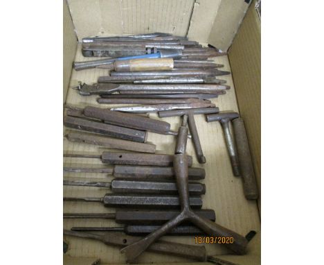 BOX CONTAINING MIXED TOOLS, PUNCHES, ETC