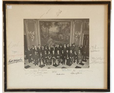 Prime Ministers' Conference at Marlborough House in London, 7 January 1969, black &amp; white photographic portrait of Harold