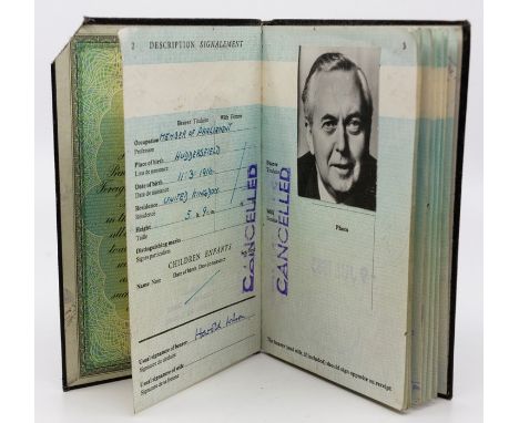 A quantity of personal effects relating to former UK Prime Minister Harold Wilson, including three passports (issued in 1943,