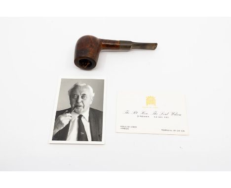 A 'London Made' briar pipe owned and used by former UK Prime Minister Harold Wilson. Together with a small photographic portr