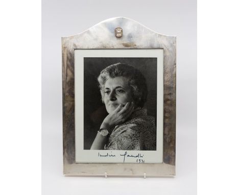 Indira Gandhi, Prime Minister of India, black &amp; white photographic portrait, signed in bold black ink and dated 1971. In 