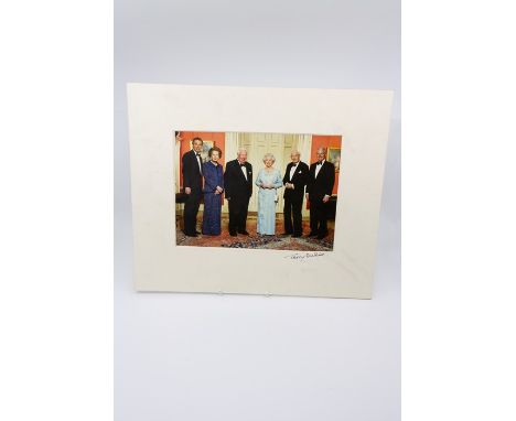 Terry O'Neill, photographic group portrait of HM Queen Elizabeth II with five former UK Prime Ministers (Edward Heath, James 