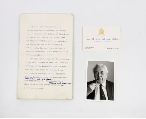 A 27-page typewritten speech, annotated in blue and red ink by Harold Wilson, addressing students from Dallas during a visit 