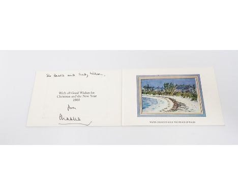 HRH Charles, Prince of Wales, Christmas card to 'Sir Harold and Lady Wilson' (former UK Prime Minister Harold Wilson and his 