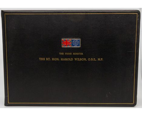 An album of photographs documenting Harold Wilson's visit to the British Industrial Exhibition in Moscow, 1966, bound in blac