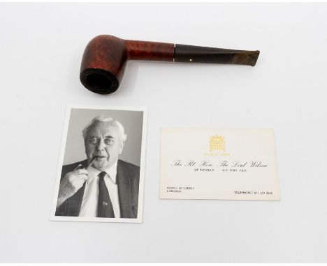 A Dunhill pipe owned and used by former UK Prime Minister Harold Wilson. Together with a small photographic portrait of Wilso