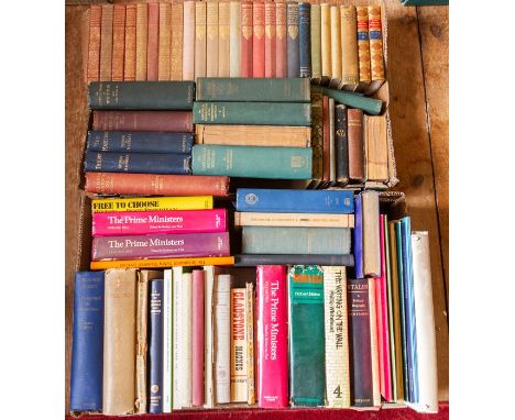 A collection of books (politics, history, novels), many bearing owner inscriptions for Harold Wilson. To include: English Gov
