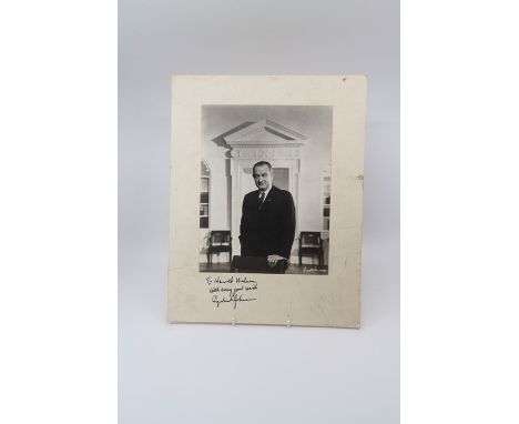 Lyndon B. Johnson, 36th president of the United States, black &amp; white photographic portrait by Arnold Newman, inscribed a