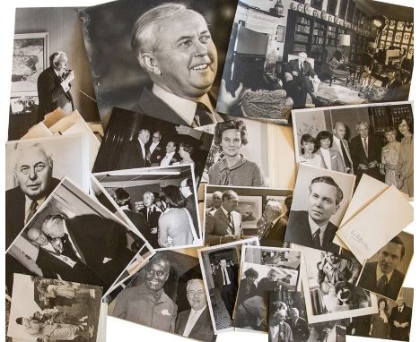 Collection of press photographs depicting Harold and Mary Wilson at various events/conferences or at leisure, some taken duri