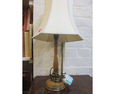 A turned mahogany table lamp 