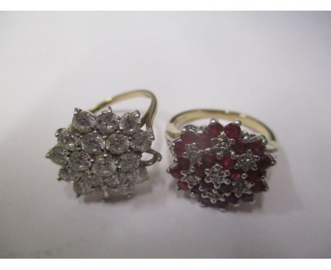 Two rings to include a 9ct gold diamond and ruby ring, 4.15g and a 9ct gold past set ring, 2.7g 