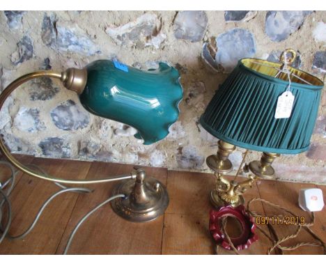 A reproduction desk lamp and another 