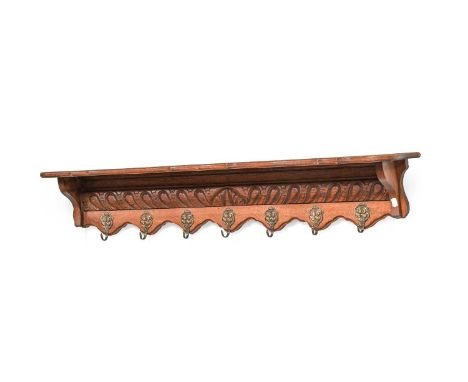 A Continental Carved Oak Coat Rack, possibly German, 127cm by 20cm by 24cmIn good condition and fit for use, appears to have 
