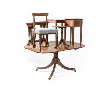 A Group of Mahogany Furniture, comprising: a 19th century tilt-top breakfast table, 110cm by 147cm by 70cm, a Regency side ch