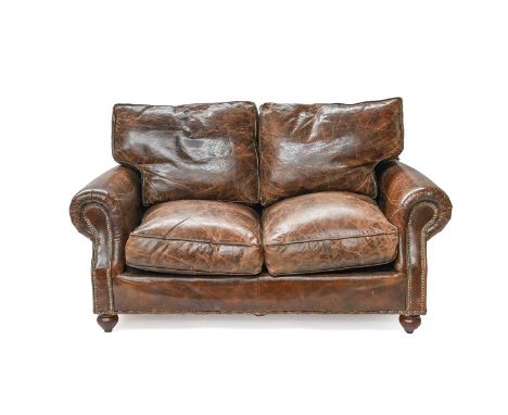 Timothy Oulton Halo Brown Leather Settee150cm wide, 87cm deep, 85cm high