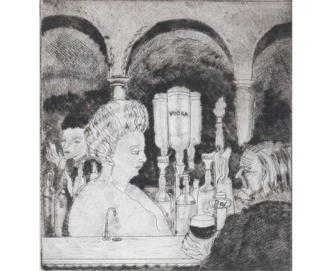 Michael McVeigh (b.1957) Scottish"Cafe Royale"Signed and numbered 15/20, etching, 36cm by 28cm overall; together with a 20th 