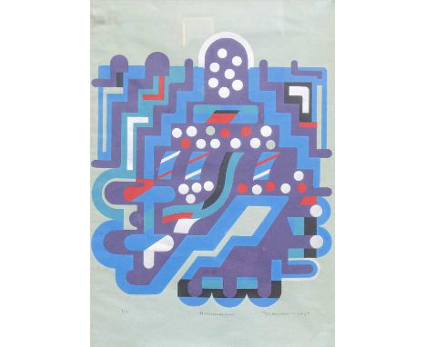 Decorative Pictures and Prints, to include: "Monument", an indistinctly signed and numbered 20th century abstract; a pen and 
