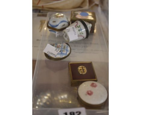 Three 20th Century Limoges enamelled porcelain patch boxes and three other boxes -6 Best Bid