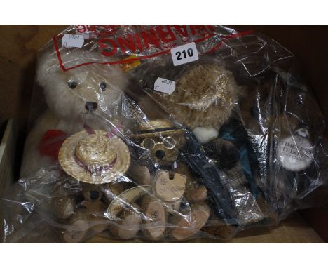 Two modern Steiff teddy bears and three New Zealand teddy bears -5