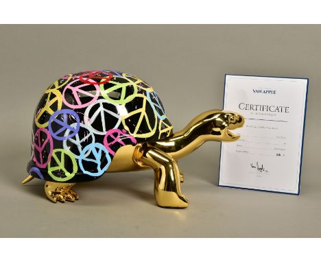 DIEDERIKL VAN APPLE/VANAPPLE (DUTCH 1985) 'WORLD PEACE' a limited edition Golden Turtle 26/99, a turtle with an American Army