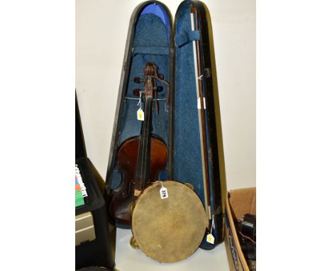 AN EARLY 20TH CENTURY VIOLIN BEARING FACSIMILE STRADIVARIUS LABEL, single piece back, overall length 58cm, length of back 36c