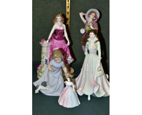 FIVE VARIOUS FIGURINES, comprising Royal Worcester limited edition 'Midnight Rendezvous' from Precious Moments No 153/1000, t