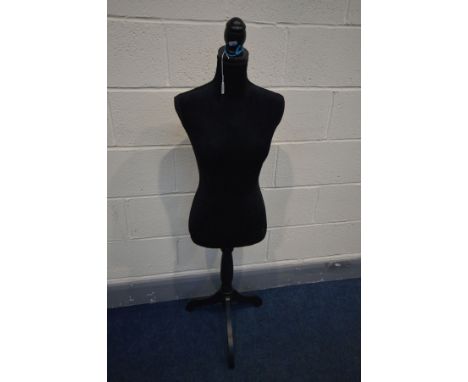 A MODERN BLACK FEMALE SHOP DISPLAY MANNEQUIN, height 130cm