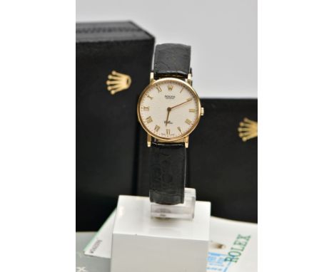 AN 18CT ROLEX CELLINI WRISTWATCH, silvered jubilee dial with gold roman numerals and the Rolex crown at twelve o'clock, hand 