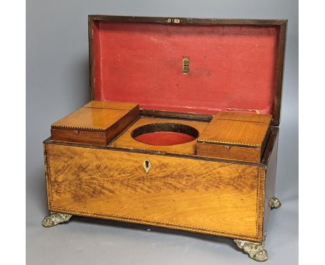 An early 19th century West Indian satinwood tea caddy 33cm
