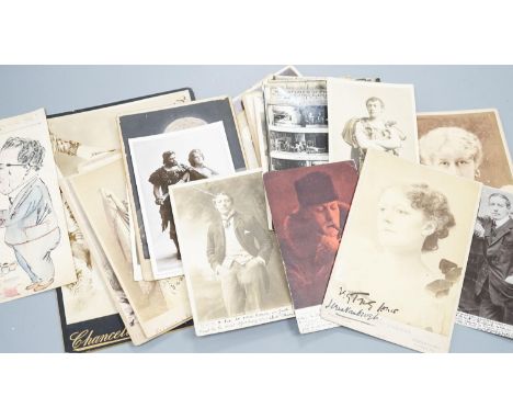 A collection of Victorian and later monochrome theatrical portrait photographs including signed examples of Irene and Violet 