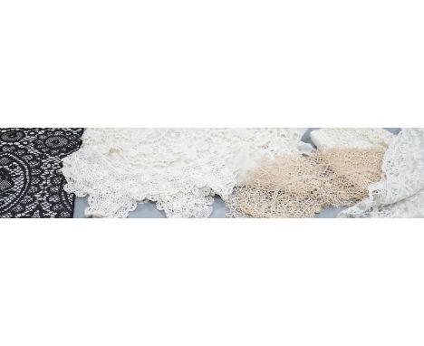 A collection of 19th century hand made bobbin lace and other handmade collars and  trimmings, including Honiton, Irish croche