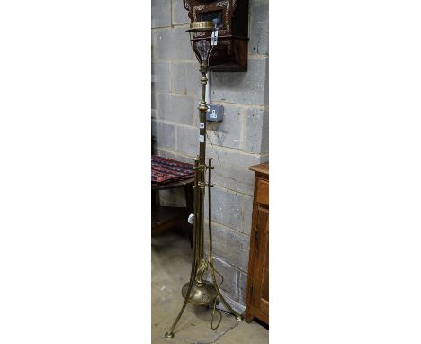 An Edwardian lacquered brass telescopic lamp standard, height 136cm