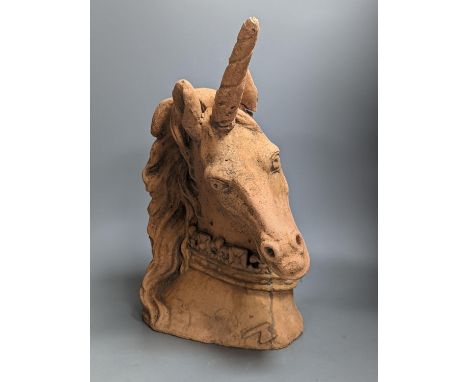 A Terracotta model of a unicorn head 45cm
