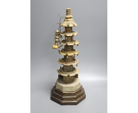 A Chinese soapstone model of a pagoda, early 20th century, 42cm