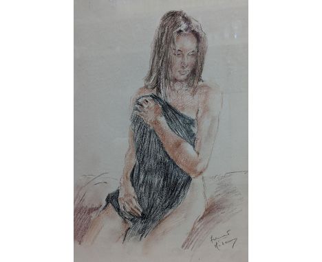 Franco Matania (1922-2006), pastel, Seated model, signed, 46 x 32cm