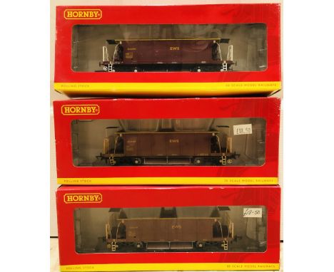 Hornby OO gauge three EWS YGB Seacow Hopper wagons weathered R6286A R6286B R6286C