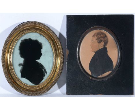 18th and 19th Century BritishPortrait Miniatures, comprising;A Portrait of a Lady in Powdered Wig,reverse painted on glass,ci
