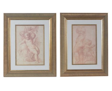 After Caravaggio(1492-1543)Contrapposto and Tumbling Putti,offset lithographs,36 x 22cms, framed.