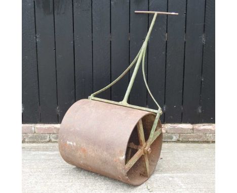 An iron garden roller