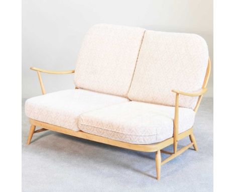 A 1970s Ercol light elm Windsor sofa, with loose cushions135w x 95d x 78h cm