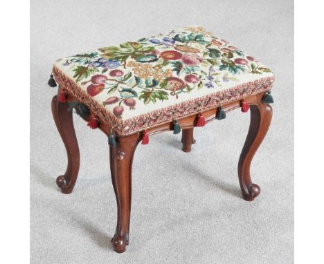 A Victorian mahogany footstool, with a tapestry seat46w x 36d x 42h cm