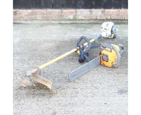 A Ryobi petrol strimmer, together with a petrol chainsaw (2)
