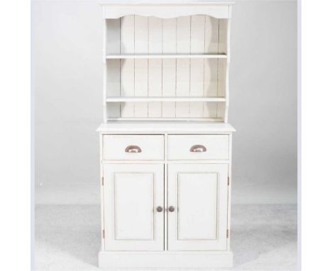 A painted pine dresser, of small proportions, with a boarded back82w x 40d x 158h cm